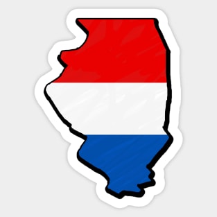 Red, White, and Blue Illinois Outline Sticker